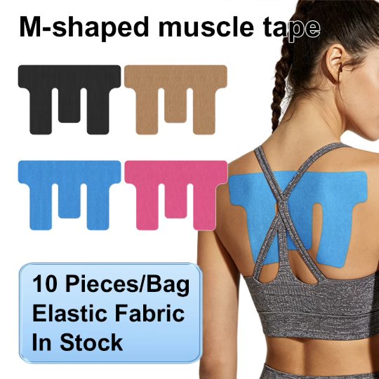 Pre-Cut M-Shaped Kinesiology Tape – 10 pcs/Bag, Water-Repellent