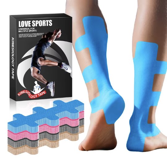 Boxed Pre-Cut Kinesiology Tape – Heel & Calf Support, Custom Print