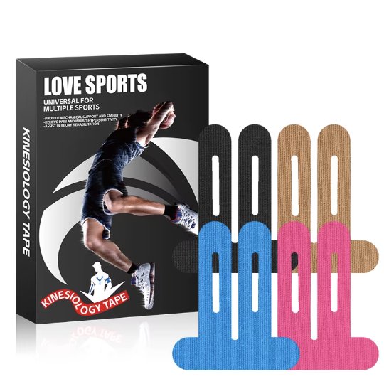 Pre-Cut Cotton Knee Kinesiology Tape – Waterproof, Latex-Free Glue