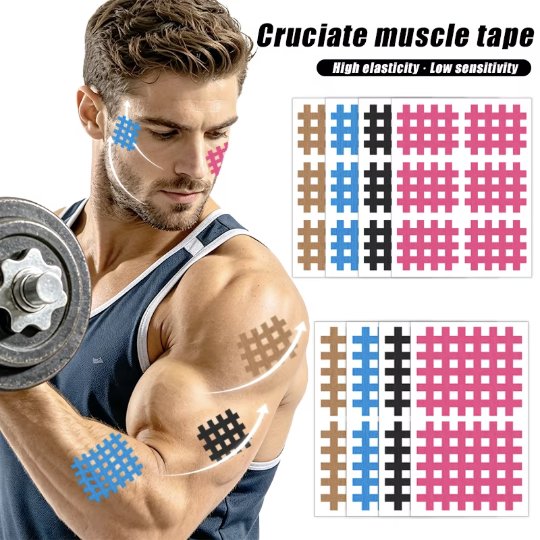 Cruciate Muscle Tape Grid Stickers – 2 Sizes, High Adhesion